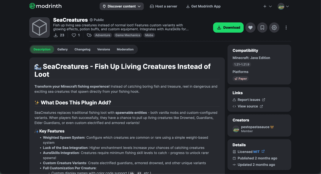 Sea Creatures Plugin